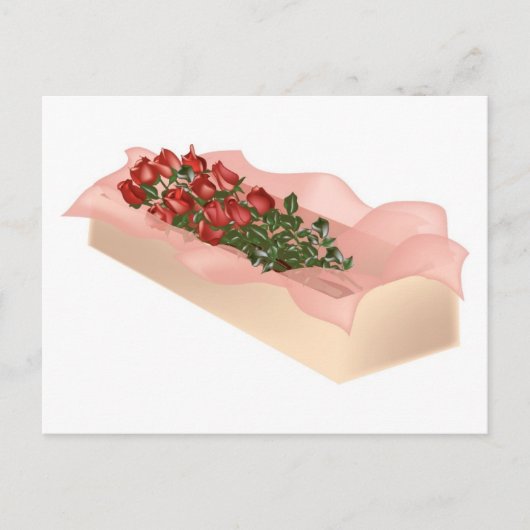 Rote Rosen mit langer Steppe in Schachtel Postkarte (Vorderseite)