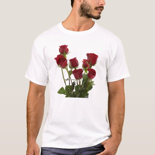 Rote Rosen mit langer Steppe T-Shirt (Vorderseite)