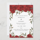 rote Rosen mit moderner Hochzeitseinladung Einladung (Vorderseite)