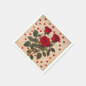 Rote Rosen mit Rotem Herzen Romantische Serviette (Ecke)