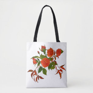 Rote Rosen mit roten Blätter Tote Tasche