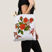 Rote Rosen mit roten Blätter Tote Tasche (Von Nahem)