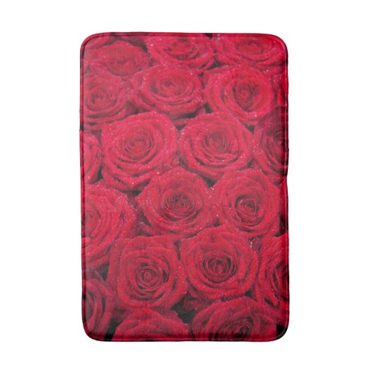 Rote Rosen mit Tau Badematte (Vorderseite Vertikal)