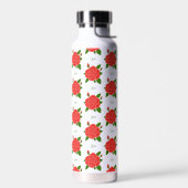 Rote Rosen mit Text, der isoliert ist Trinkflasche (Links)