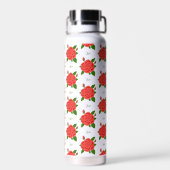 Rote Rosen mit Text, der isoliert ist Trinkflasche (Rückseite)