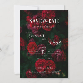 Rote Rosen mit weißen Texten Save the Date Einladung