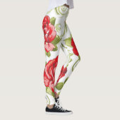 Rote Rosen mit wirbelnden Tendrils. Leggings (Rechts)
