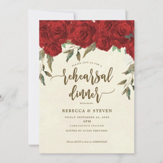 rote Rosen Moderne Probe Einladung (Vorderseite)