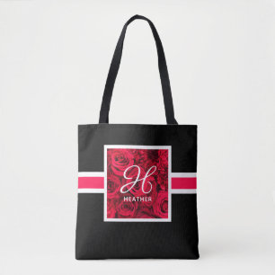 Rote Rosen Monogramm-Tasche Tasche