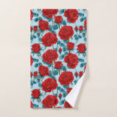 Rote Rosen Muster Badhandtuch Set (Handtuch)