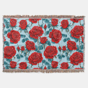 Rote Rosen Muster Decke