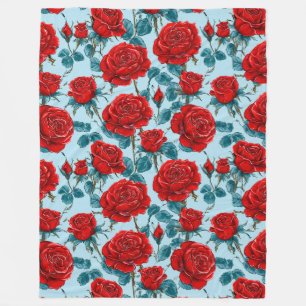 Rote Rosen Muster Fleecedecke