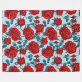 Rote Rosen Muster Fleecedecke (Vorderseite (Horizontal))