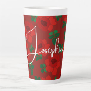 Rote Rosen Muster illustrierte Geschenk Latte Tass Milchtasse