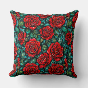 Rote Rosen Muster Kissen