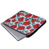 Rote Rosen Muster Laptopschutzhülle (Vorne Knopf)
