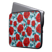 Rote Rosen Muster Laptopschutzhülle (Vorderseite Links)