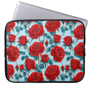 Rote Rosen Muster Laptopschutzhülle