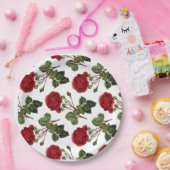 Rote Rosen Muster Pappteller (Party)