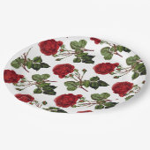 Rote Rosen Muster Pappteller (Schrägansicht)