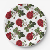 Rote Rosen Muster Pappteller (Vorderseite)