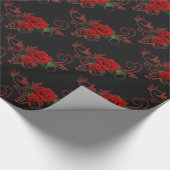 Rote Rosen Muster rot und schwarz Umrandungspapier Geschenkpapier (Ecke)