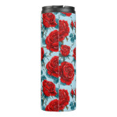 Rote Rosen Muster Thermosbecher (Rückseite)