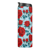 Rote Rosen Muster Thermosbecher (Nach rechts gedreht)