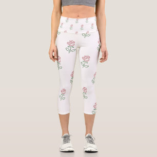 Rote Rosen, Muster von Rose, Blume Capri Leggings