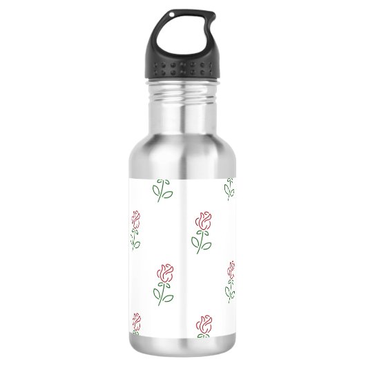 Rote Rosen, Muster von Rose, Blume Edelstahlflasche (Vorderseite)