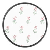 Rote Rosen, Muster von Rose, Blume Eishockey Puck (Vorderseite)