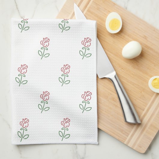 Rote Rosen, Muster von Rose, Blume Geschirrtuch (Viertel Falte)