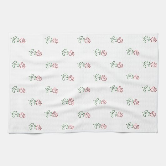 Rote Rosen, Muster von Rose, Blume Geschirrtuch (Horizontal)
