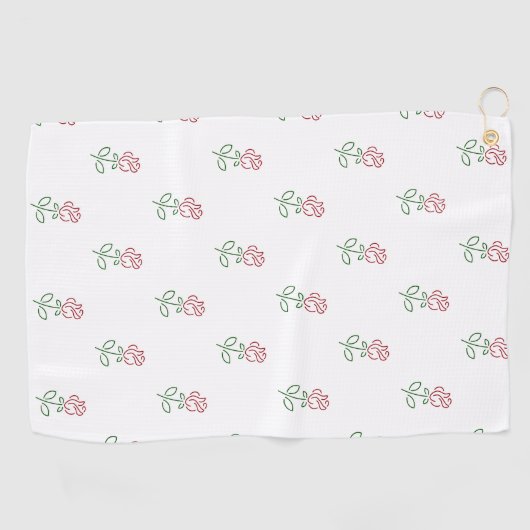 Rote Rosen, Muster von Rose, Blume Golfhandtuch (Horizontal)