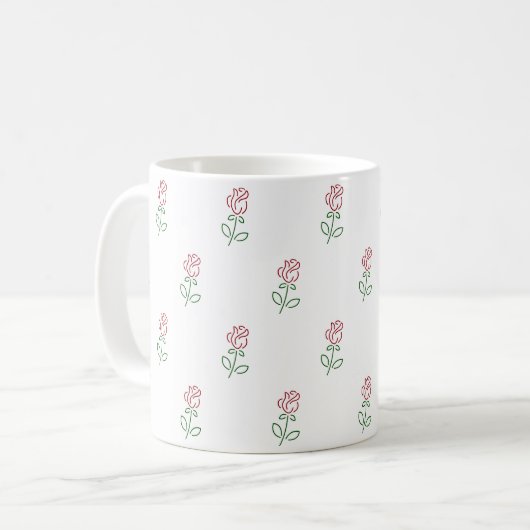 Rote Rosen, Muster von Rose, Blume Kaffeetasse (Vorderseite Links)