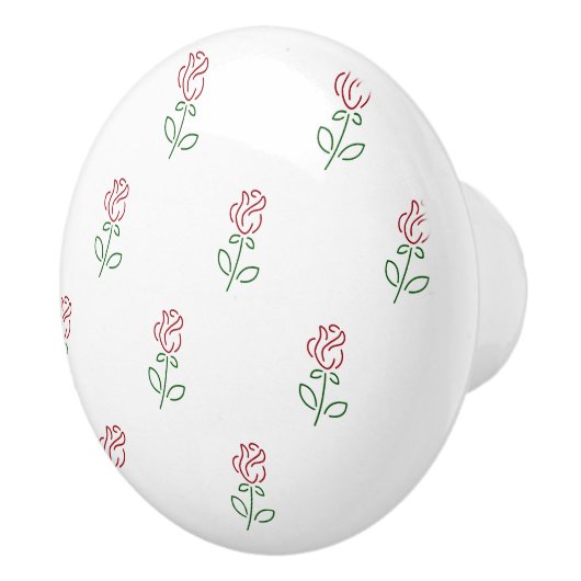 Rote Rosen, Muster von Rose, Blume Keramikknauf (Rechts)