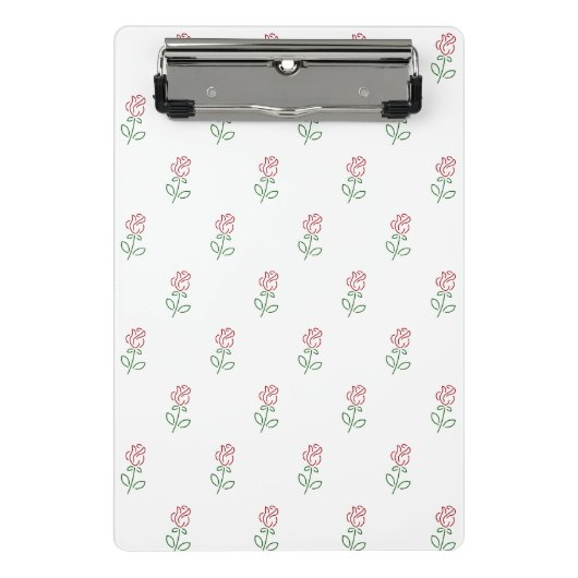 Rote Rosen, Muster von Rose, Blume Mini Klemmbrett (Vorderseite)