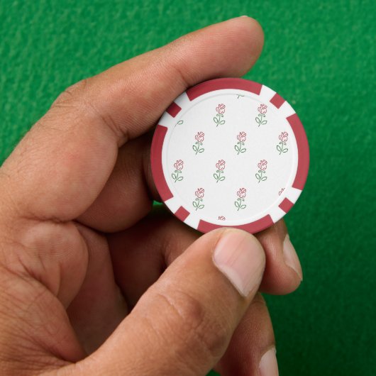 Rote Rosen, Muster von Rose, Blume Pokerchips (Hand)