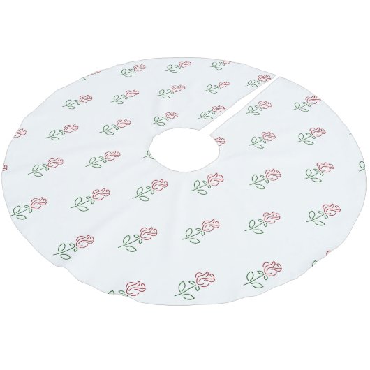 Rote Rosen, Muster von Rose, Blume Polyester Weihnachtsbaumdecke (Schrägansicht)