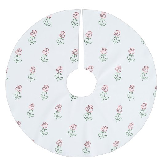 Rote Rosen, Muster von Rose, Blume Polyester Weihnachtsbaumdecke (Vorderseite)