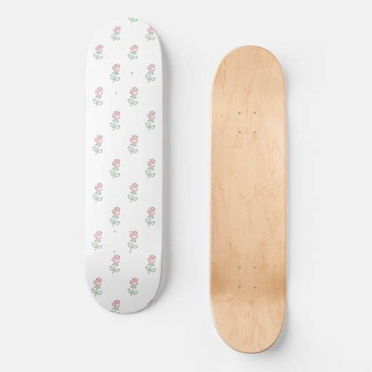 Rote Rosen, Muster von Rose, Blume Skateboard (Vorderseite)
