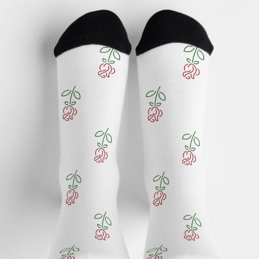 Rote Rosen, Muster von Rose, Blume Socken (Oben)