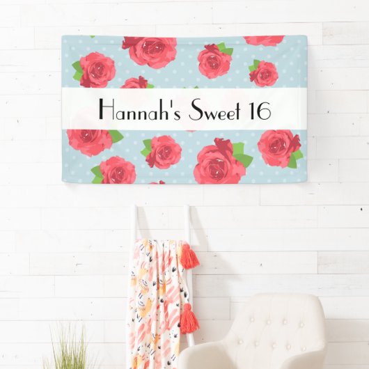 Rote Rosen, Muster von Rose, Blume, süß 16 Banner (Insitu)