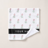 Rote Rosen, Muster von Rose, Ihr Name Badhandtuch Set (Waschlappen)
