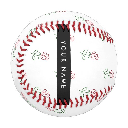 Rote Rosen, Muster von Rose, Ihr Name Baseball (Vorderseite Links)