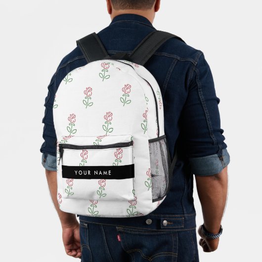 Rote Rosen, Muster von Rose, Ihr Name Bedruckter Rucksack (Insitu (Modell))