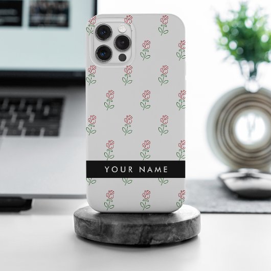 Rote Rosen, Muster von Rose, Ihr Name Case-Mate iPhone Hülle