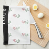 Rote Rosen, Muster von Rose, Ihr Name Geschirrtuch (Viertel Falte)