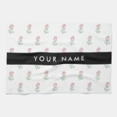 Rote Rosen, Muster von Rose, Ihr Name Geschirrtuch (Horizontal)