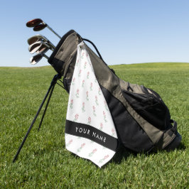 Rote Rosen, Muster von Rose, Ihr Name Golfhandtuch